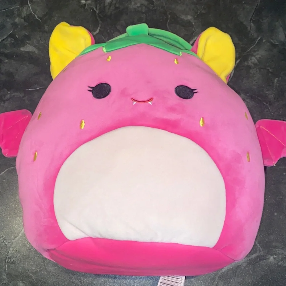 Squishmallows Gwendolyn the Neon Strawberry Bat Halloween Treat Pail